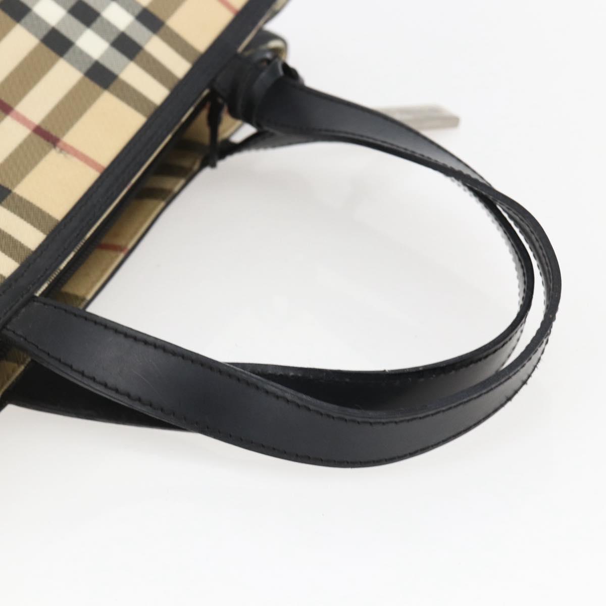 BURBERRY Nova Check Hand Bag PVC Beige Auth BA10104