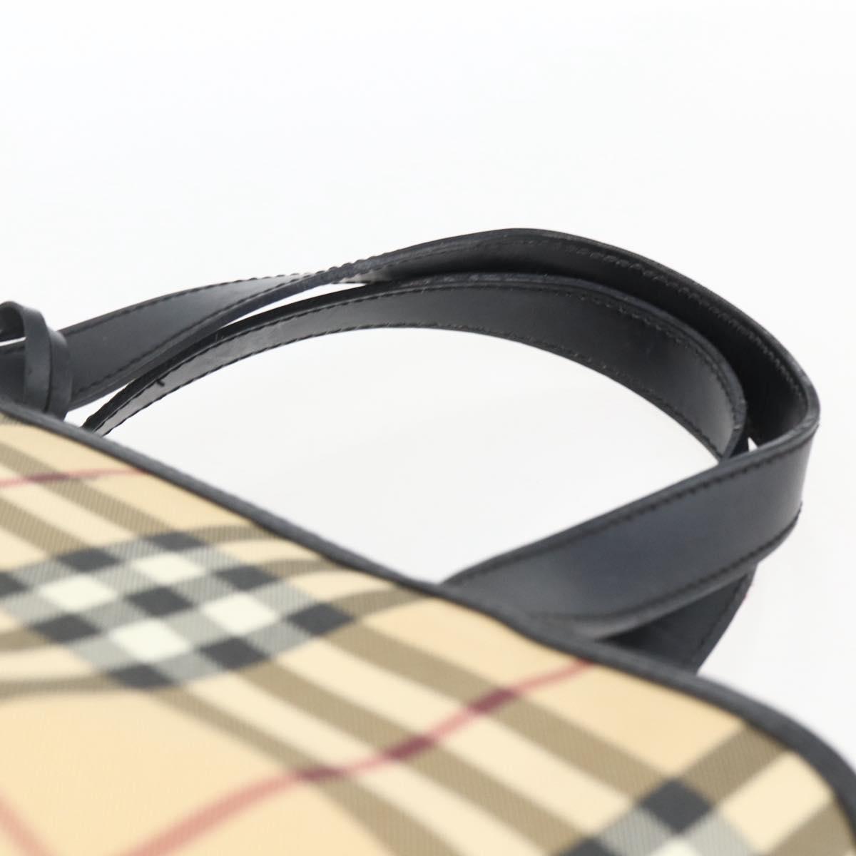 BURBERRY Nova Check Hand Bag PVC Beige Auth BA10104