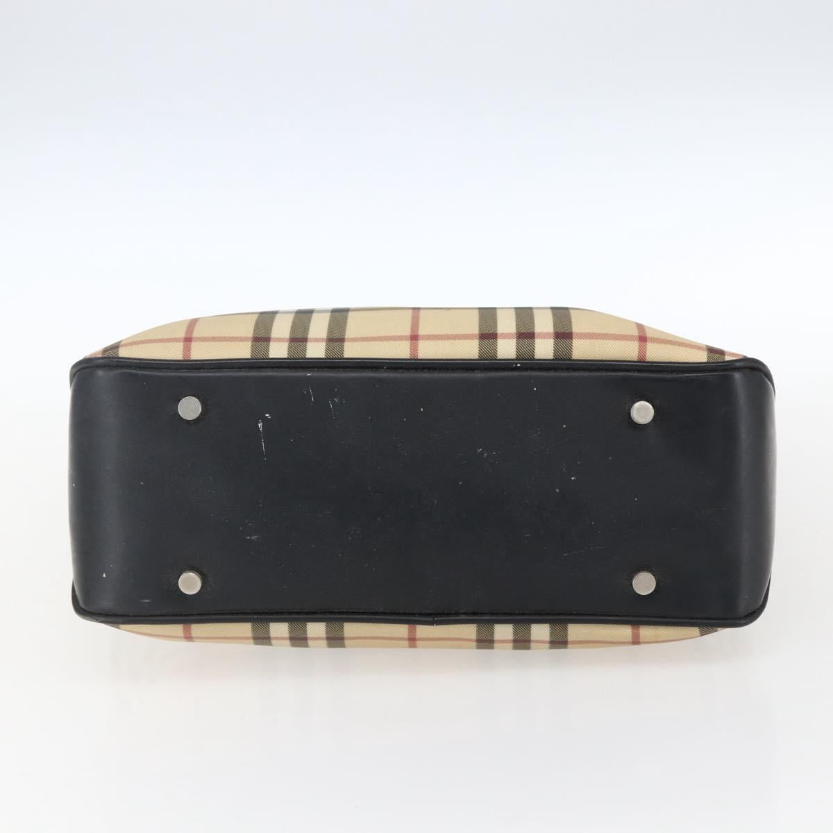 BURBERRY Nova Check Hand Bag PVC Beige Auth BA10104