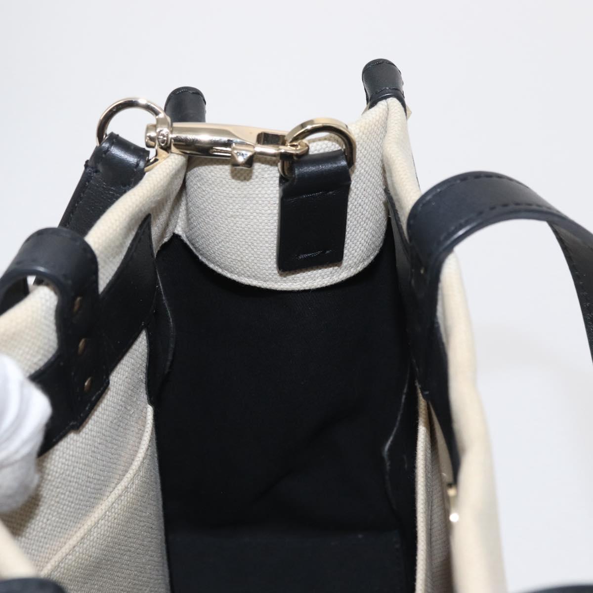 VALENTINO Tote Bag Canvas 2way Beige Gold Auth BA10106