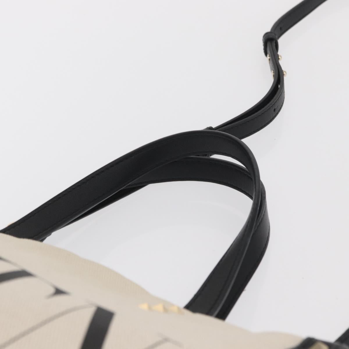 VALENTINO Tote Bag Canvas 2way Beige Gold Auth BA10106