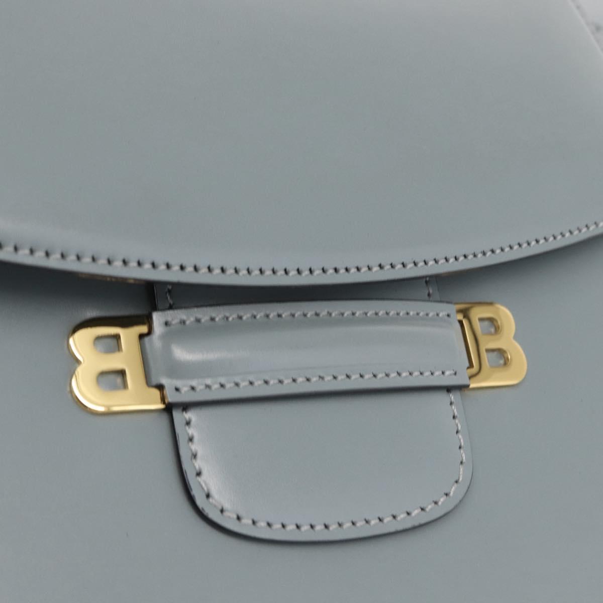 BALLY Tote Bag Leather Gray Gold Auth BA10108