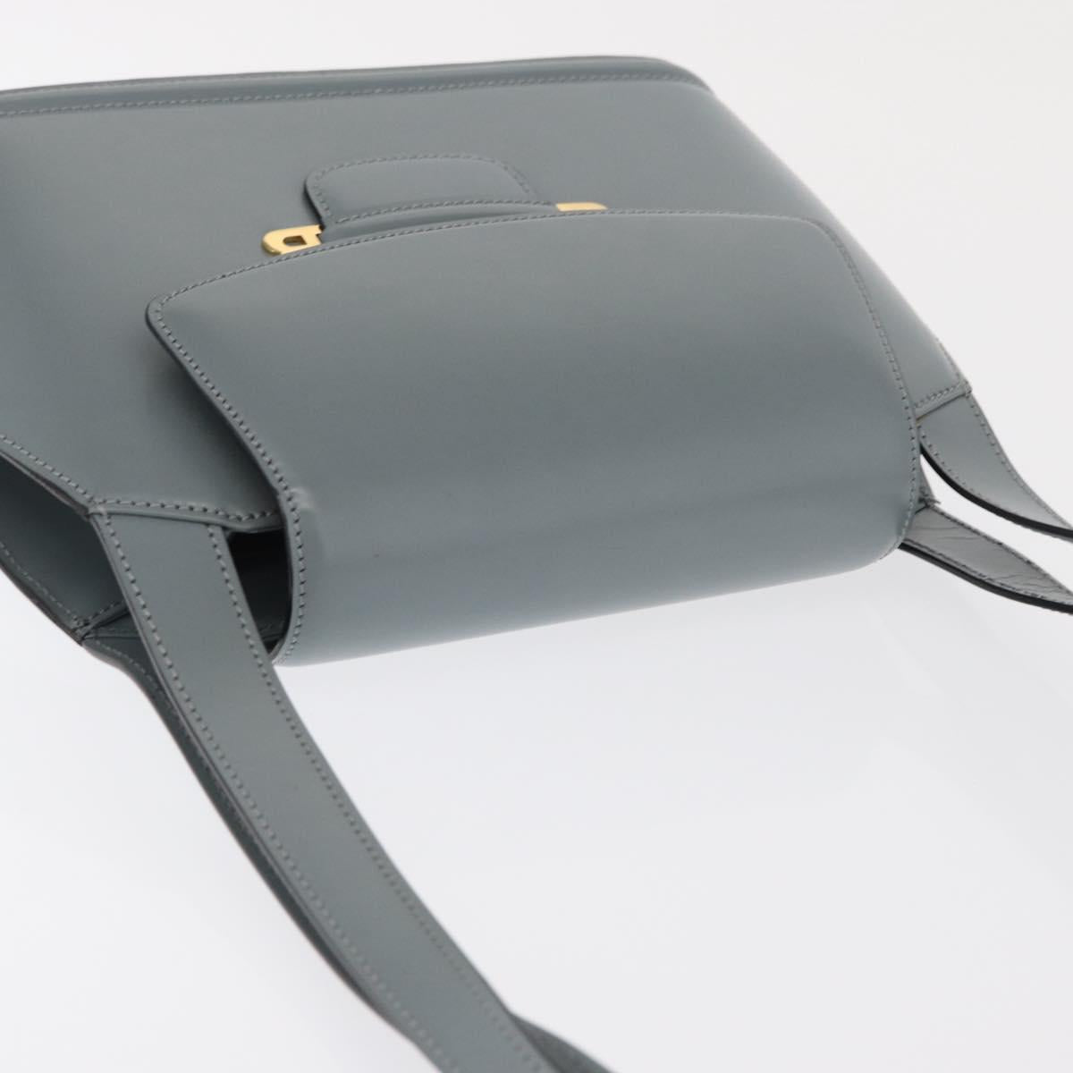 BALLY Tote Bag Leather Gray Gold Auth BA10108