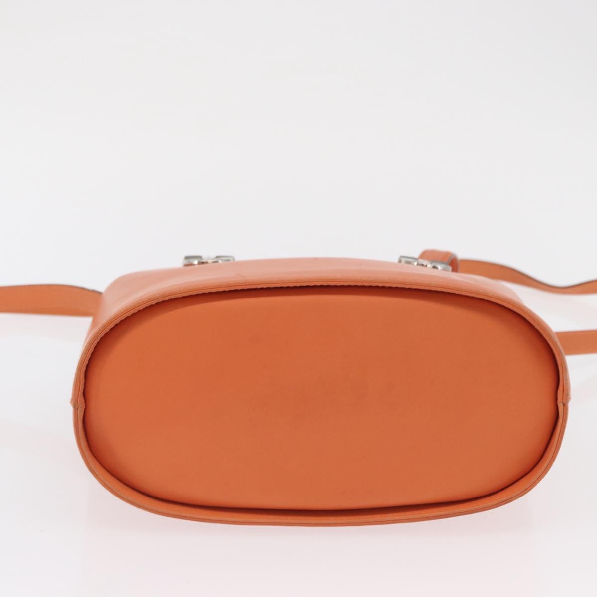 Salvatore Ferragamo Gancini Hand Bag Leather 2way Orange Silver Auth BA10110