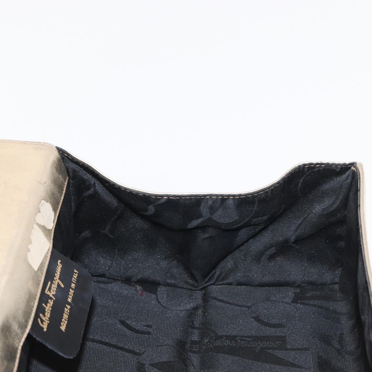 Salvatore Ferragamo Gancini Hand Bag Leather Gold Auth BA10111