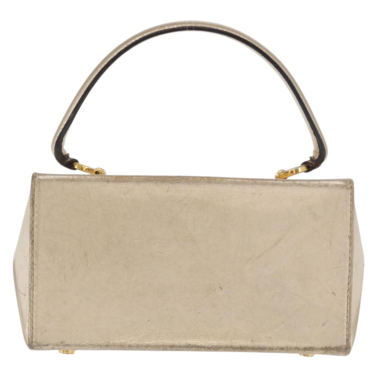 Salvatore Ferragamo Gancini Hand Bag Leather Gold Auth BA10111