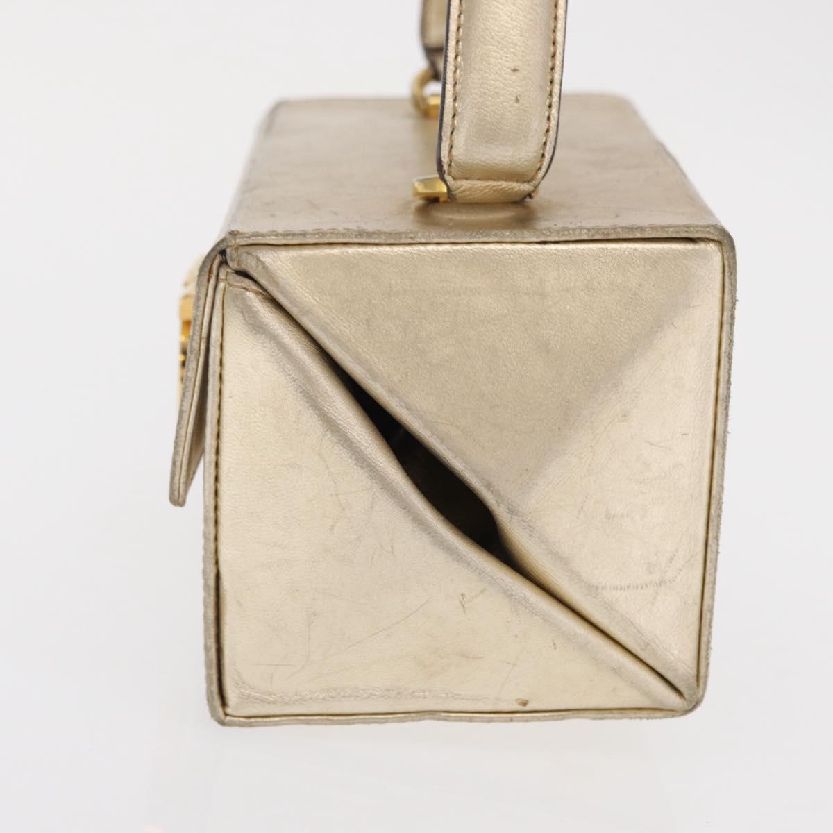 Salvatore Ferragamo Gancini Hand Bag Leather Gold Auth BA10111