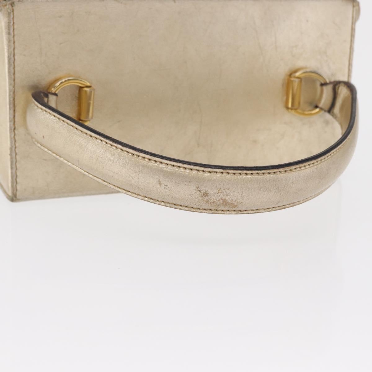 Salvatore Ferragamo Gancini Hand Bag Leather Gold Auth BA10111