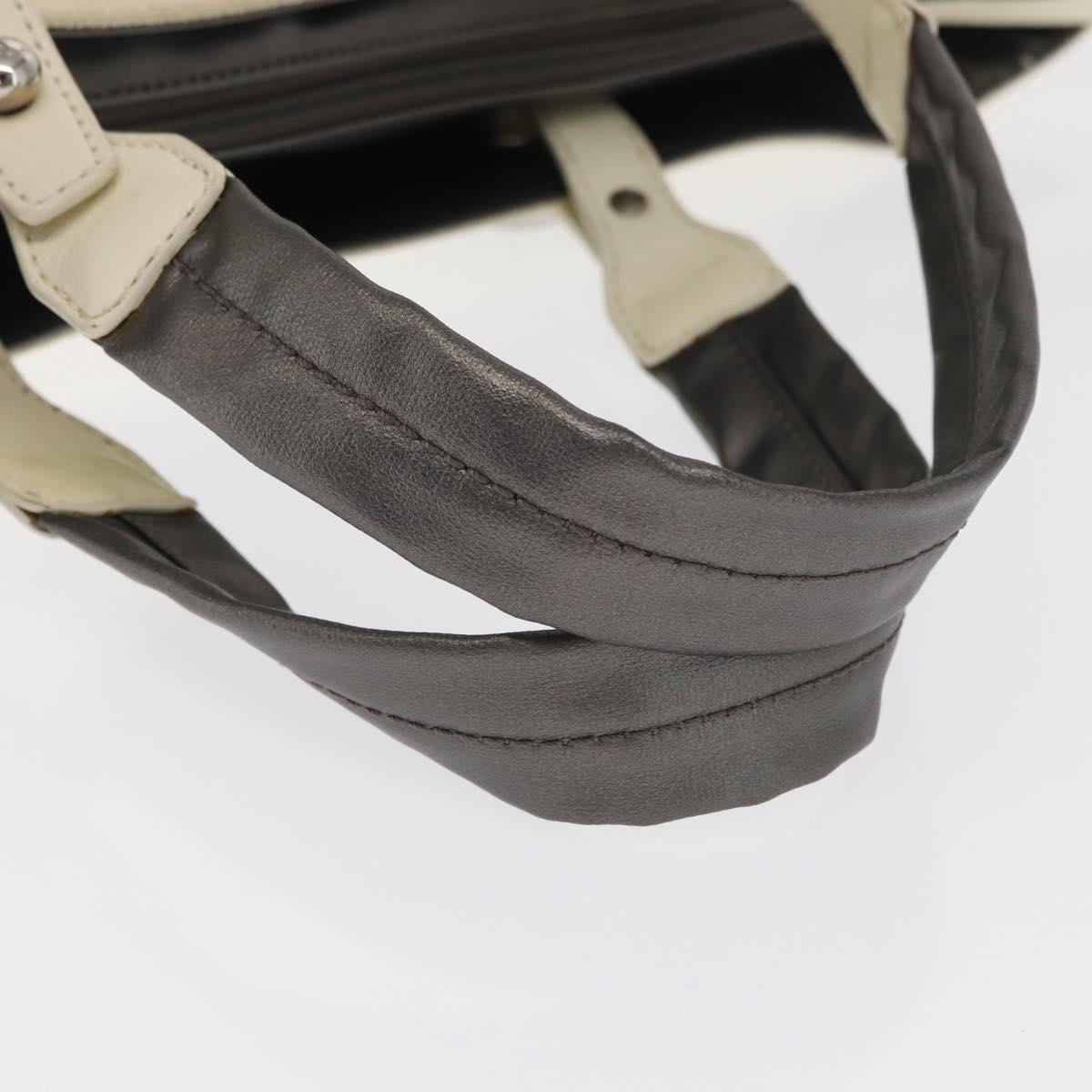 CHANEL Paris Biarritz GM Tote Bag Nylon Silver CC Auth BA10114