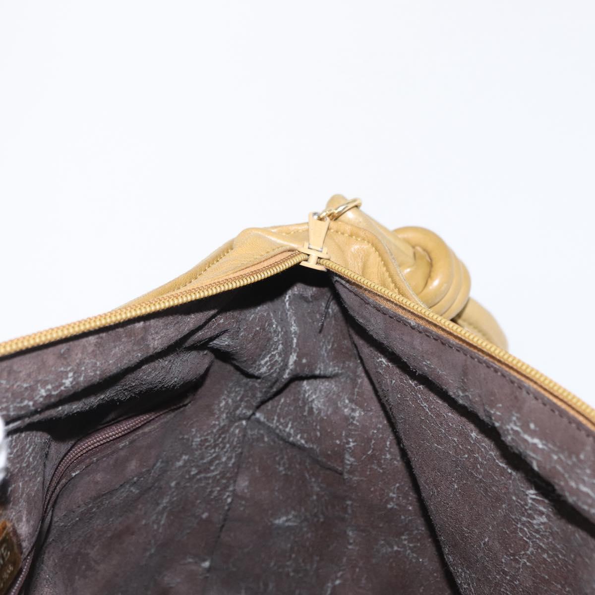 LOEWE Clutch Bag Suede Khaki Gold Auth BA10116