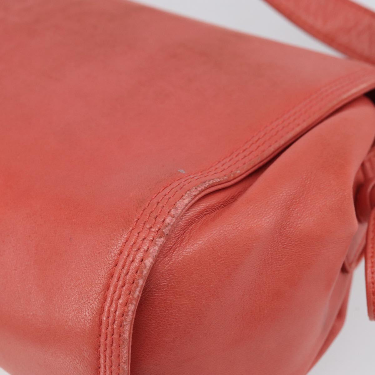 LOEWE Anagram Shoulder Bag Leather Pink Gold Auth BA10118