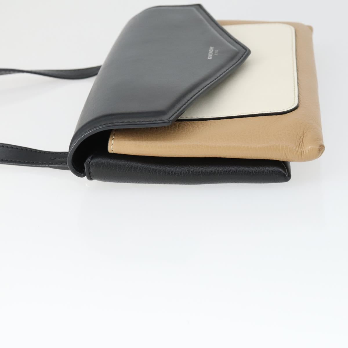 GIVENCHY Shoulder Bag Leather Black Silver Auth BA10120