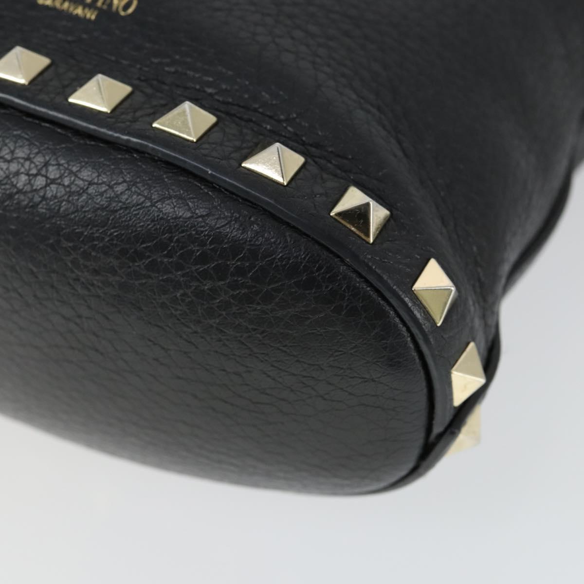 VALENTINO Hand Bag Leather 2way Black Gold Auth BA10121