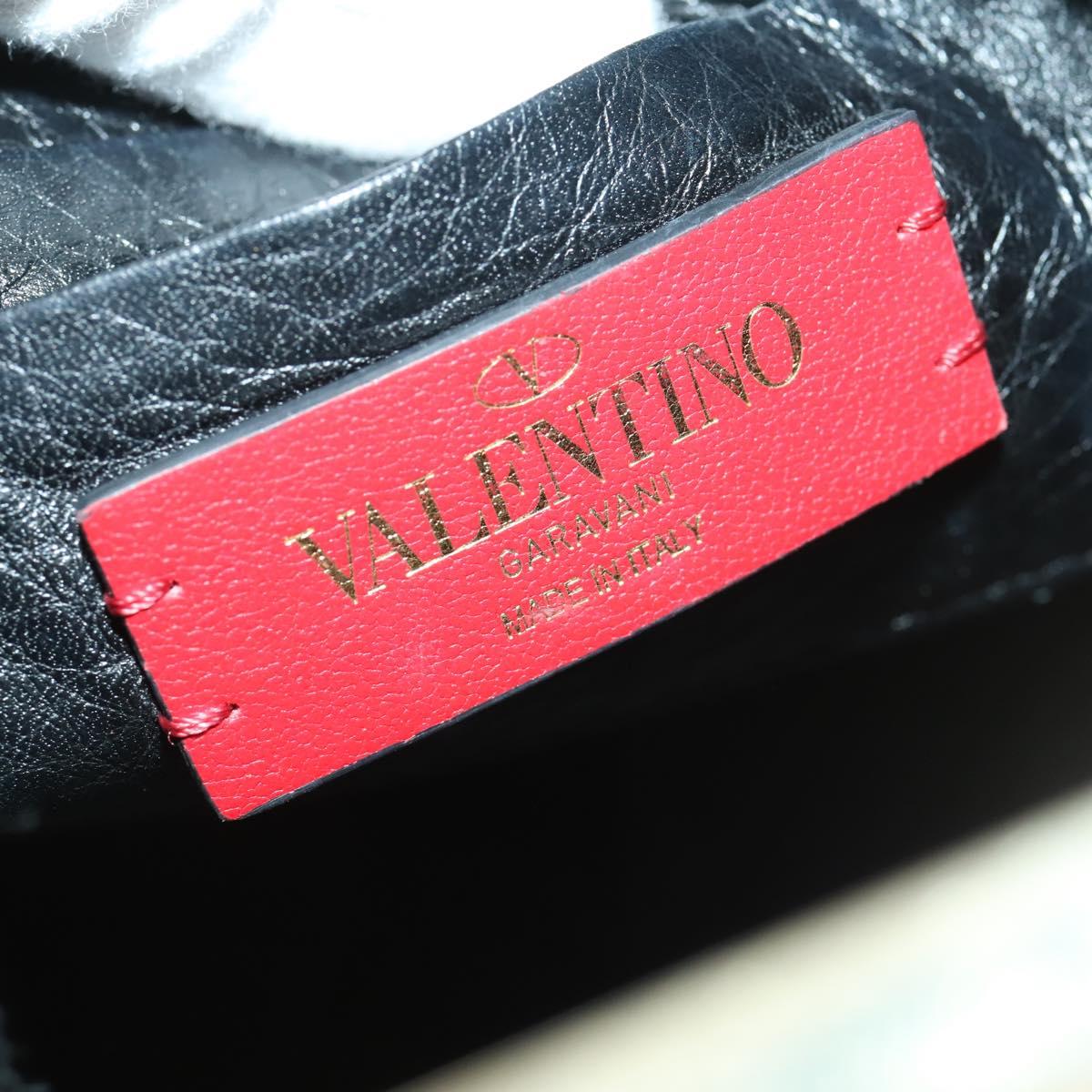 VALENTINO Hand Bag Leather 2way Black Gold Auth BA10121