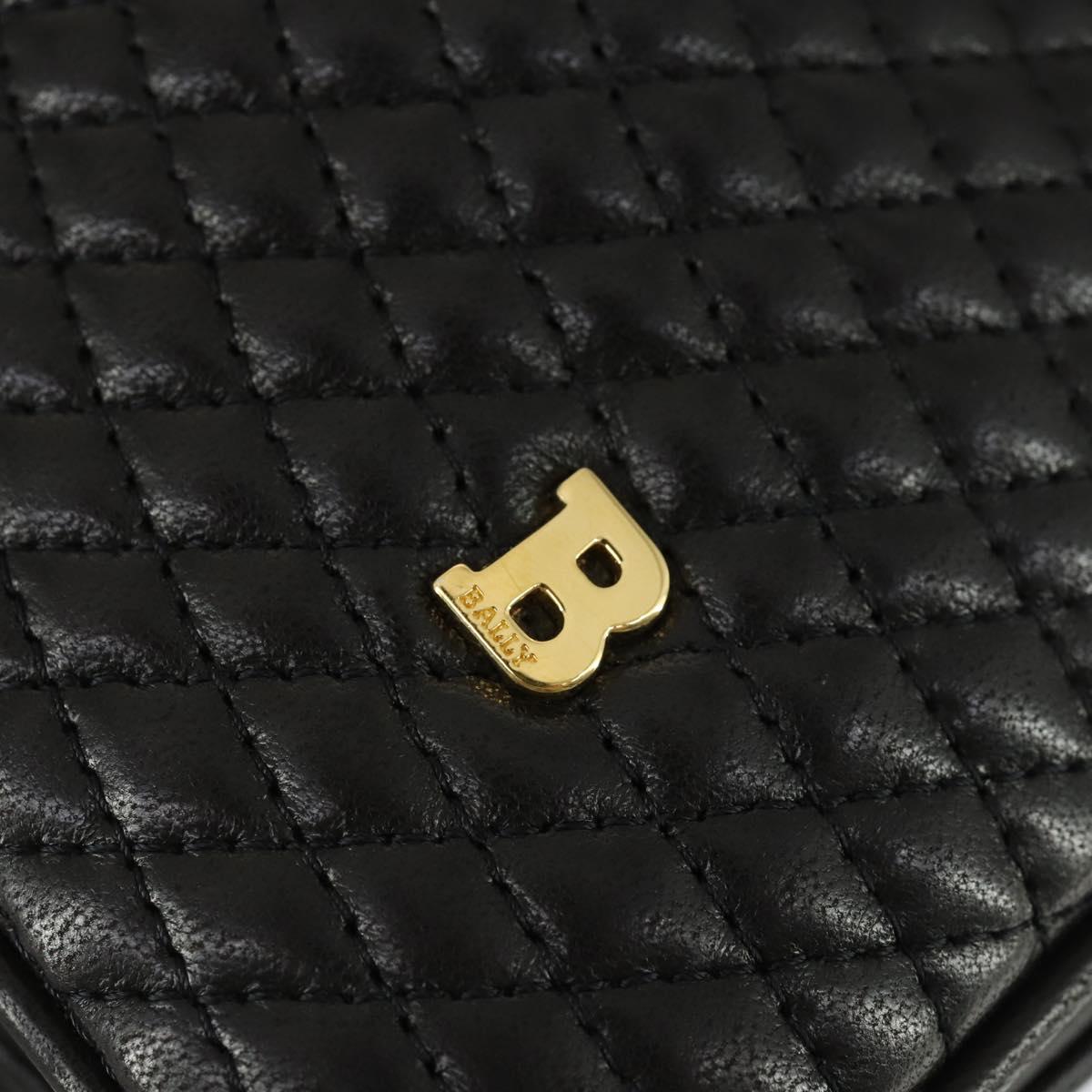BALLY Hand Bag Leather 2way Black Gold Auth BA10122
