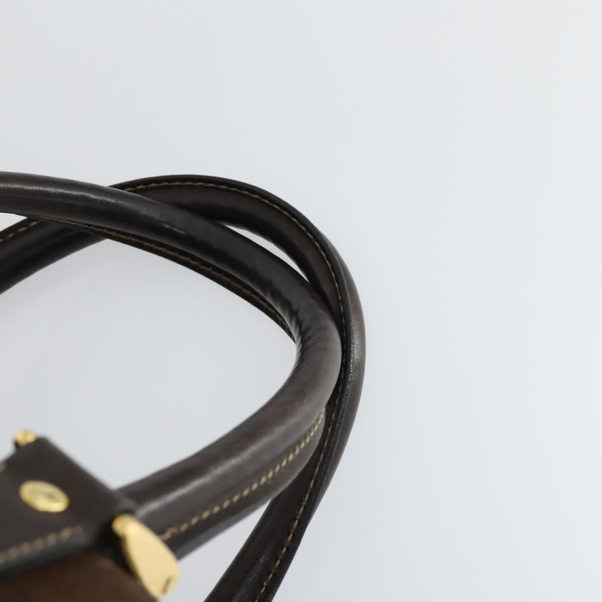 GUCCI Hand Bag Suede Brown Gold 012 468 40 58 Auth BA10128