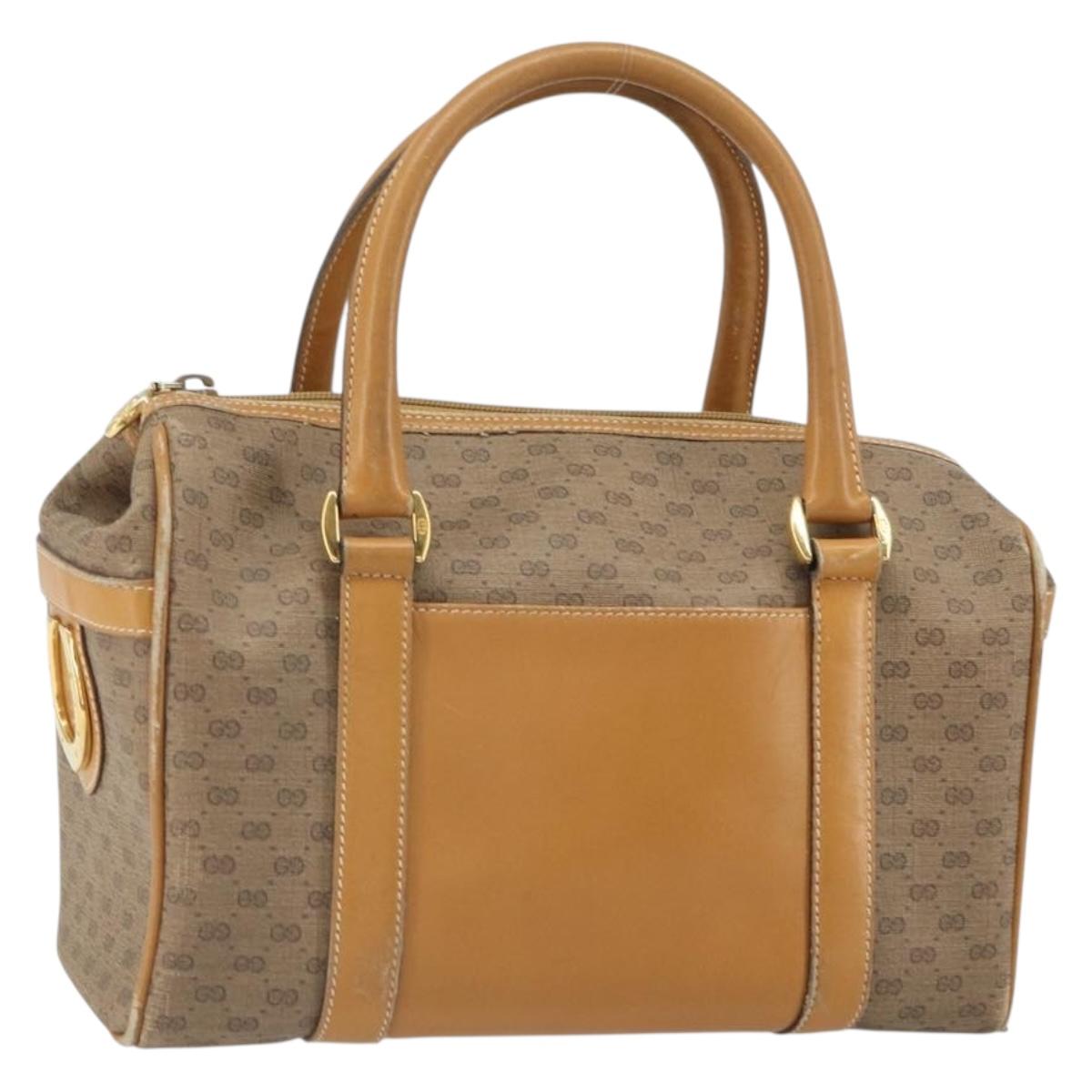 GUCCI Micro GG Supreme Hand Bag PVC Beige Gold 000 084 0158 Auth BA10129