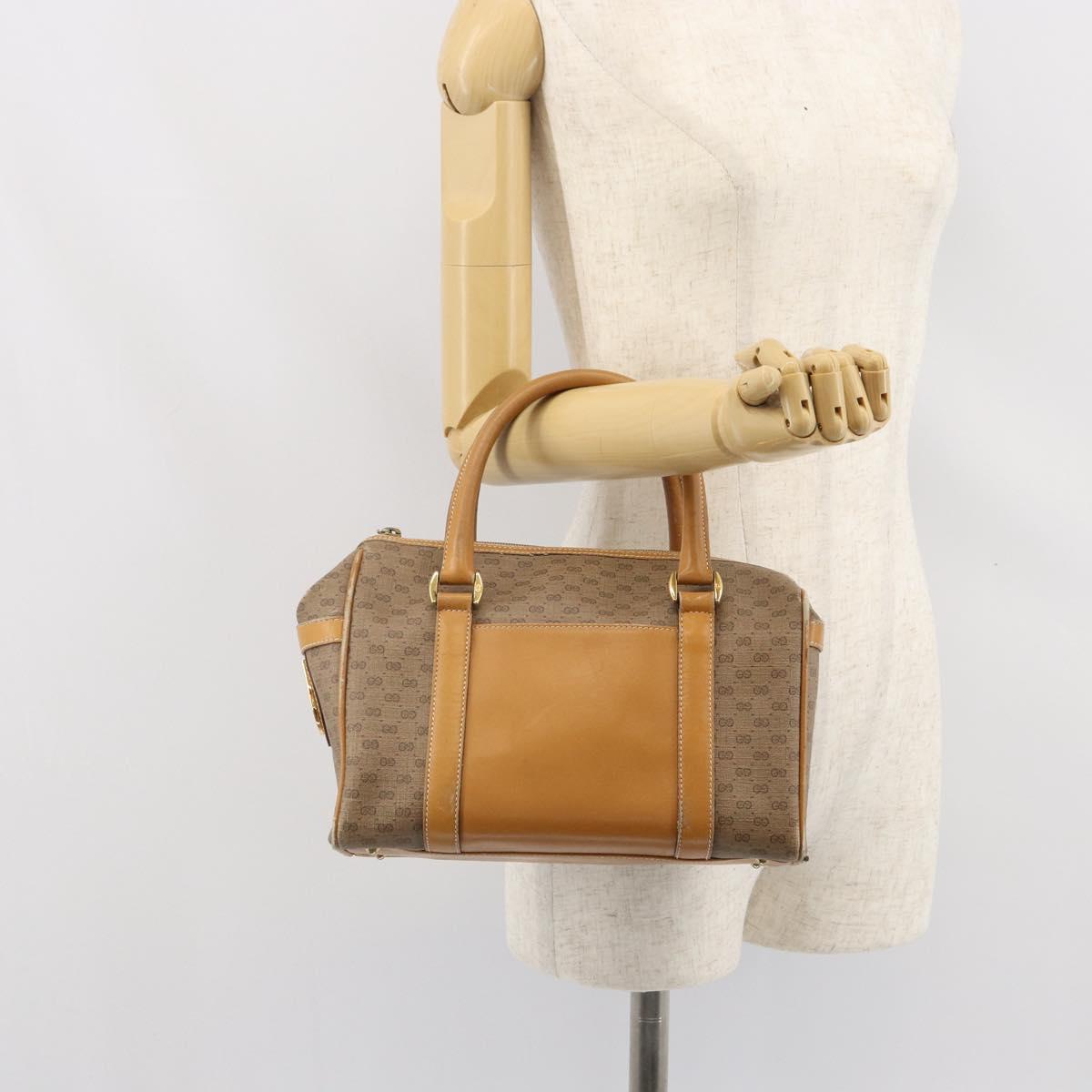 GUCCI Micro GG Supreme Hand Bag PVC Beige Gold 000 084 0158 Auth BA10129