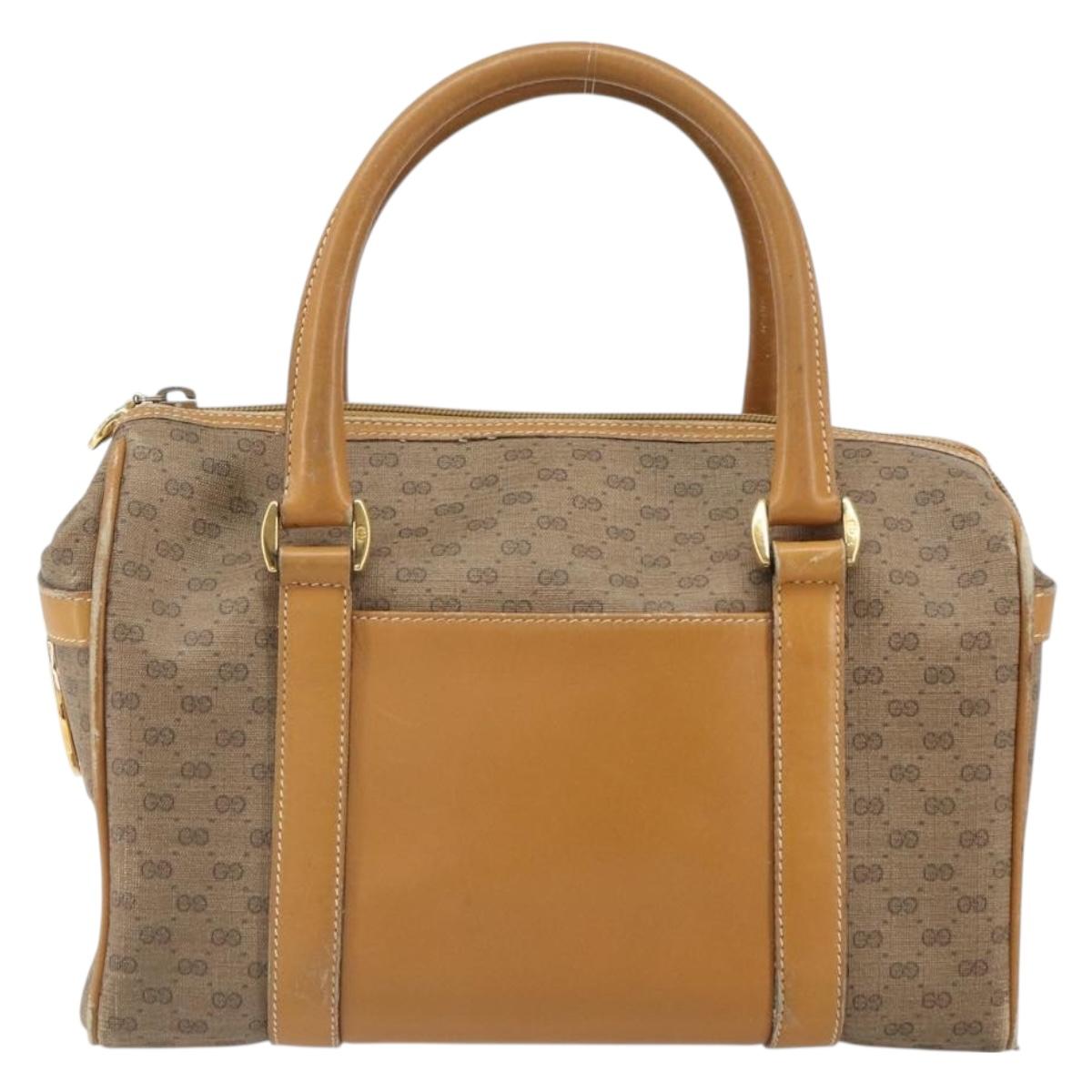 GUCCI Micro GG Supreme Hand Bag PVC Beige Gold 000 084 0158 Auth BA10129