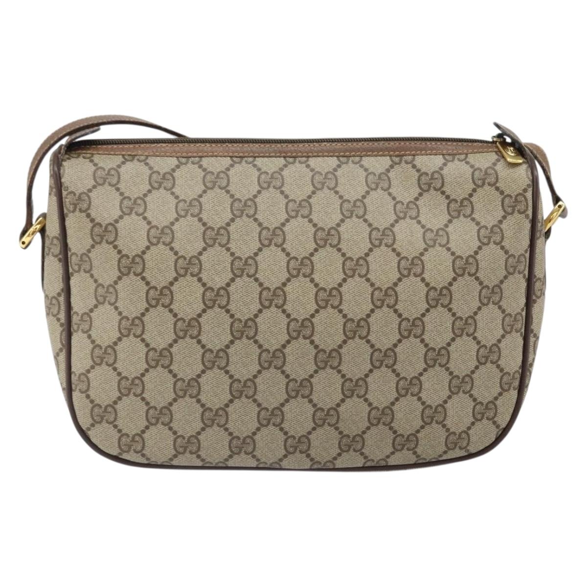 GUCCI GG Supreme Web Sherry Line Bag PVC Beige Gold 89 02 077 Auth BA10130