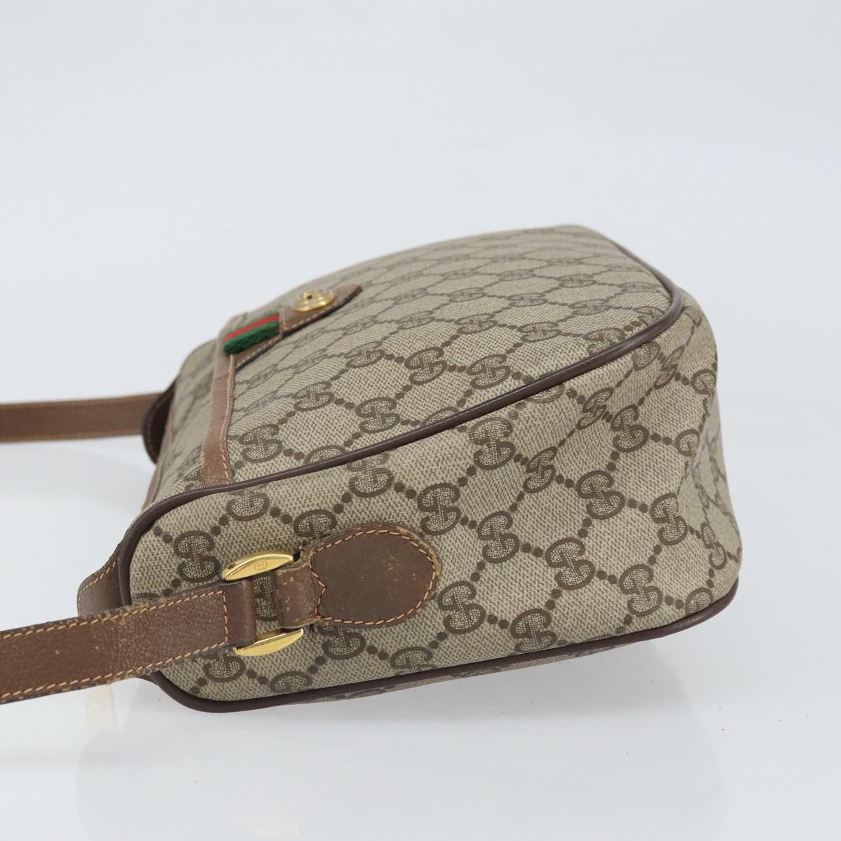 GUCCI GG Supreme Web Sherry Line Bag PVC Beige Gold 89 02 077 Auth BA10130