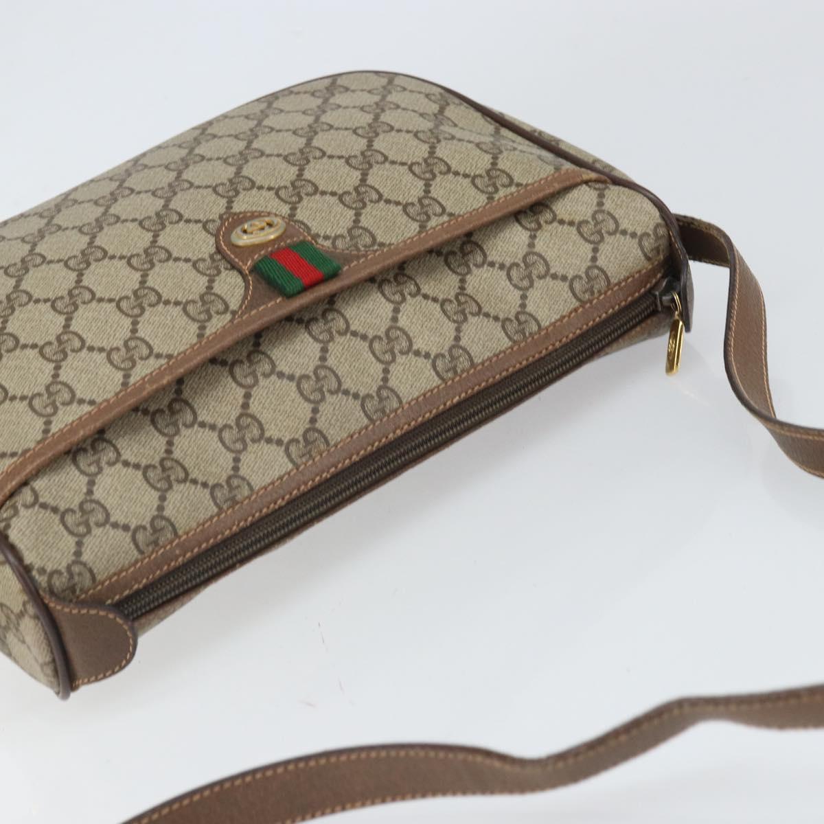 GUCCI GG Supreme Web Sherry Line Bag PVC Beige Gold 89 02 077 Auth BA10130