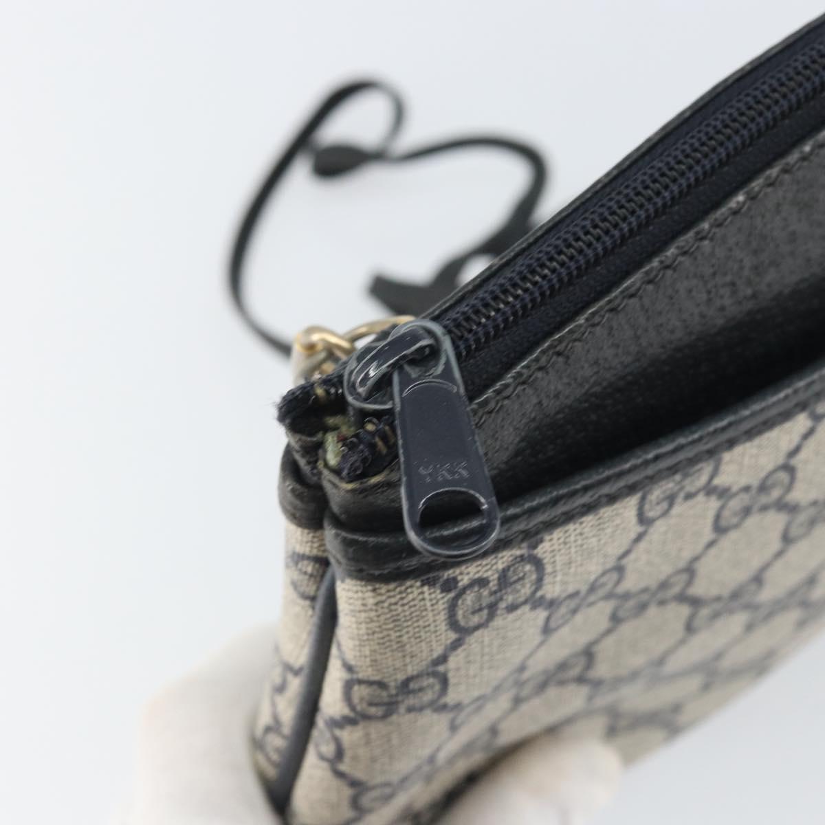 GUCCI GG Supreme Sherry Line Shoulder Bag PVC Navy Gold 39 02 026 Auth BA10131
