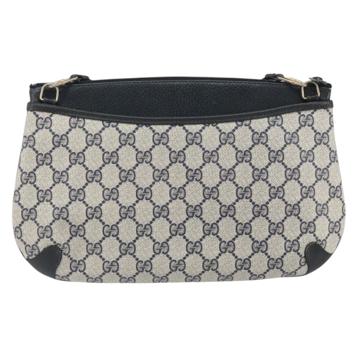 GUCCI GG Supreme Sherry Line Shoulder Bag PVC Navy Gold 39 02 026 Auth BA10131