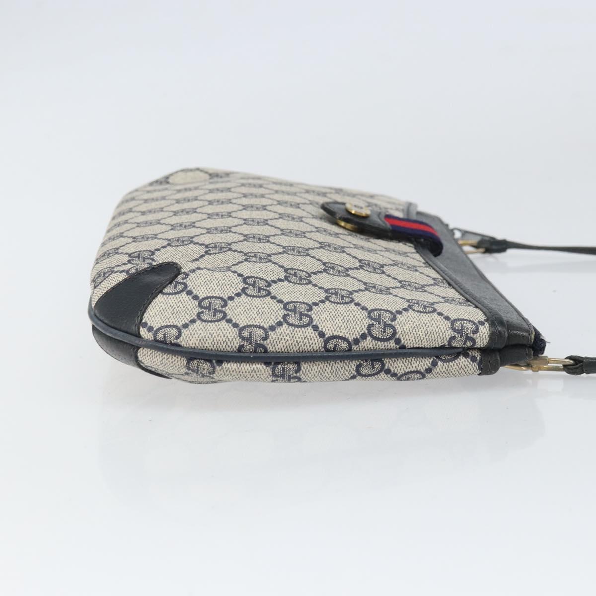 GUCCI GG Supreme Sherry Line Shoulder Bag PVC Navy Gold 39 02 026 Auth BA10131