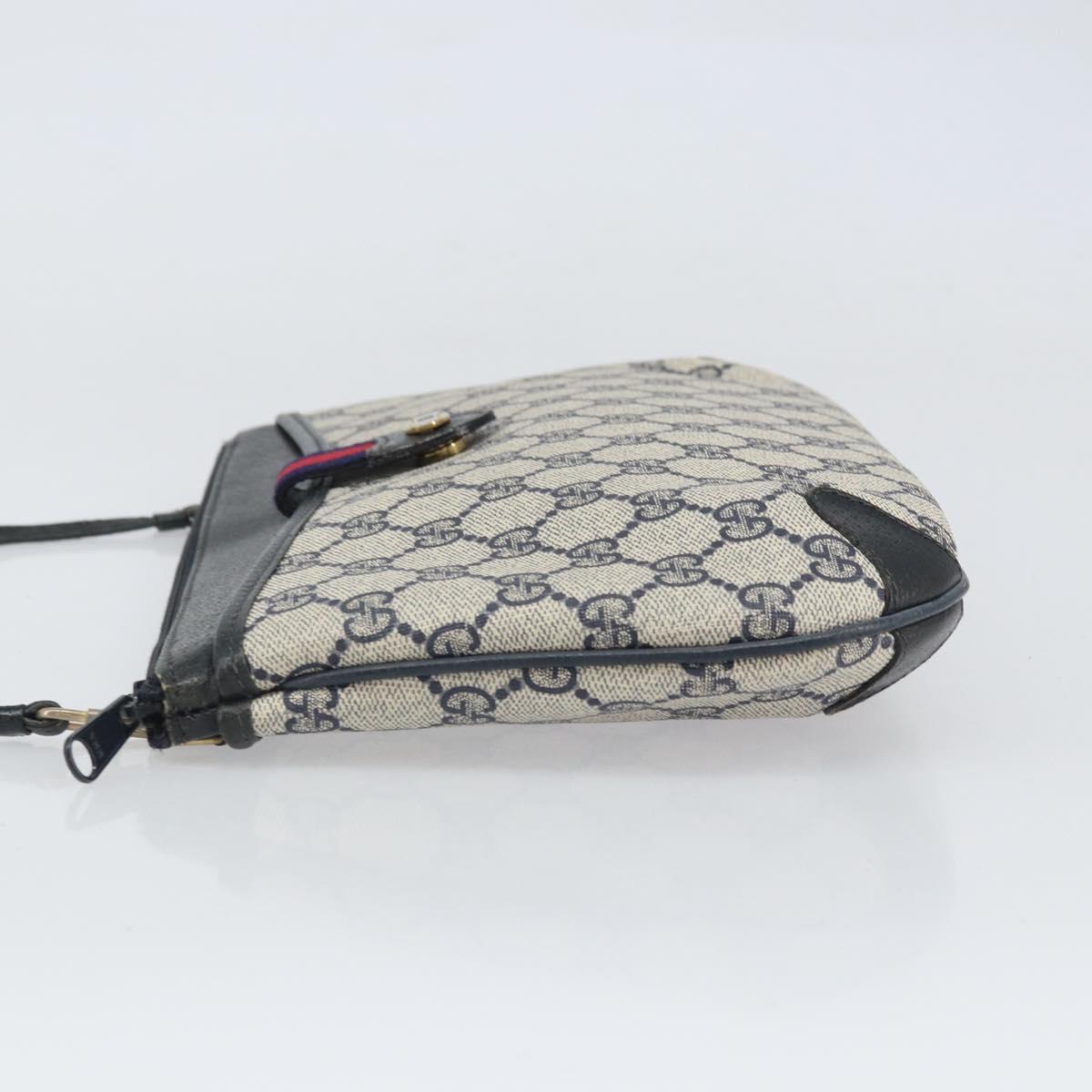 GUCCI GG Supreme Sherry Line Shoulder Bag PVC Navy Gold 39 02 026 Auth BA10131