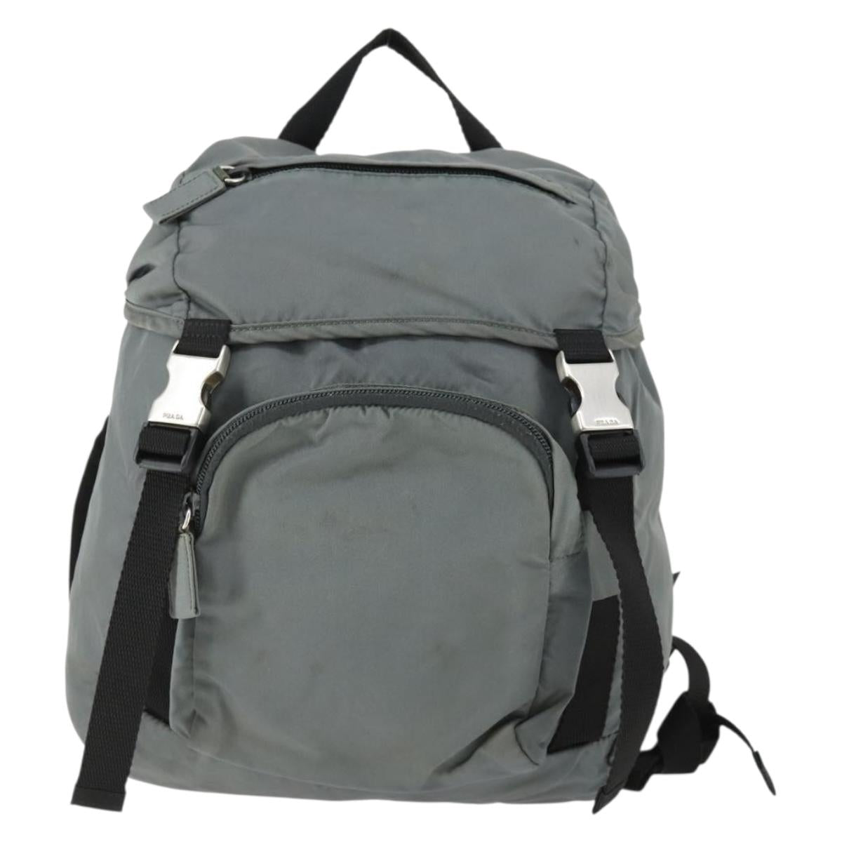 PRADA Backpack Nylon Gray Silver Auth BA10134