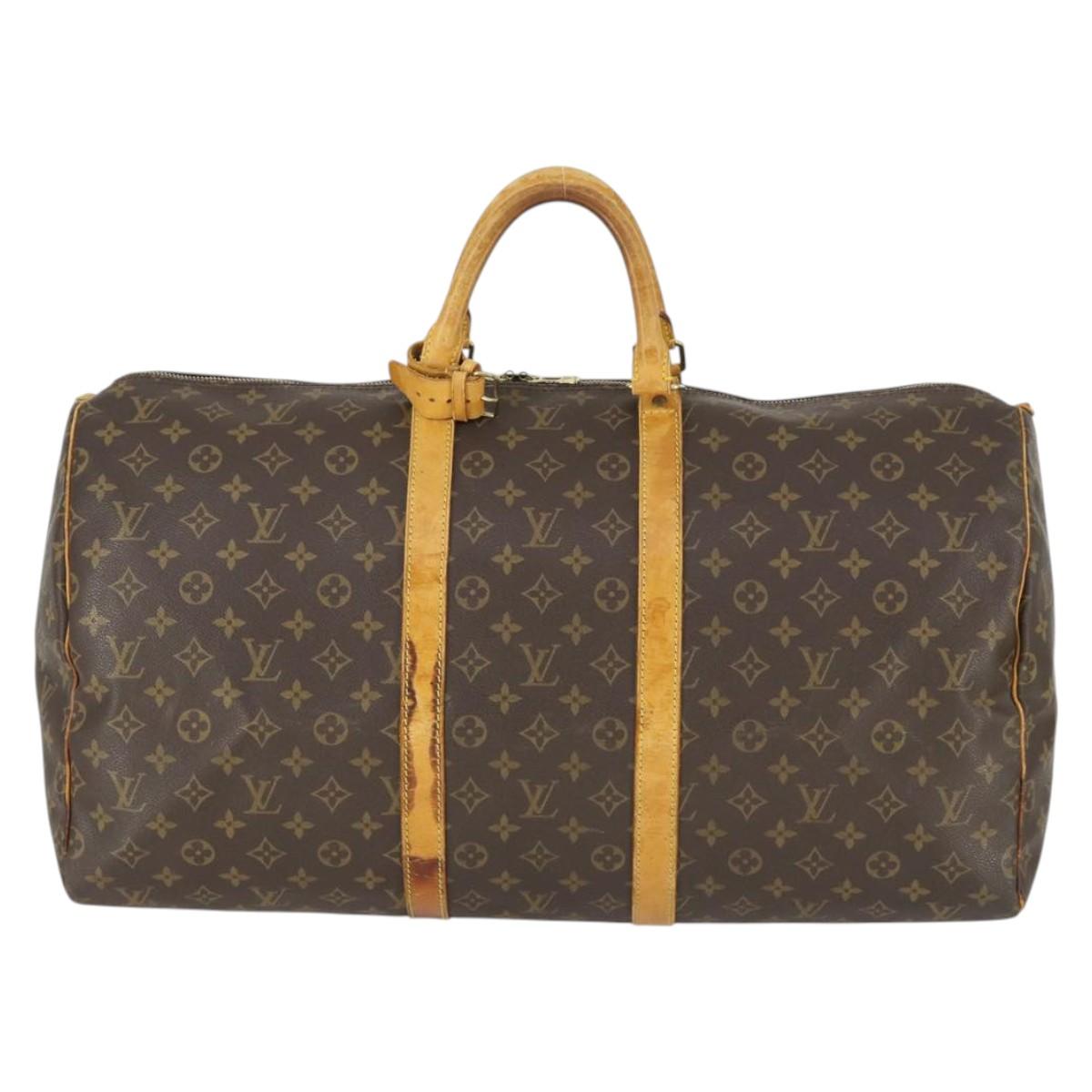 LOUIS VUITTON Monogram Keepall 55 Boston Bag M41424 LV Auth BA10136