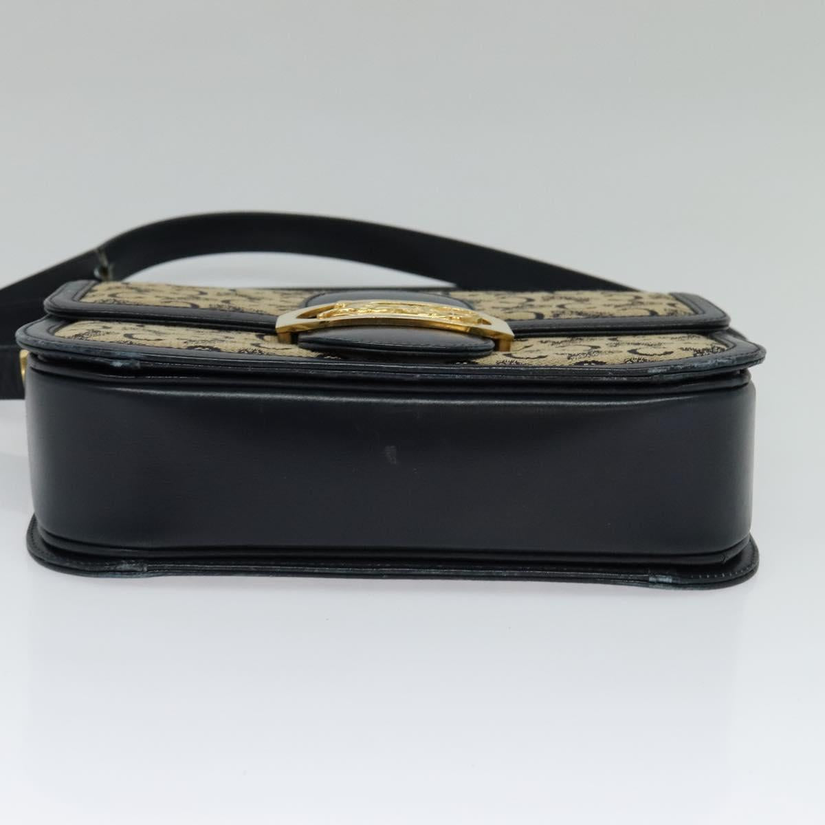 CELINE C Sulky Shoulder Bag Canvas Navy Gold Auth BA1018