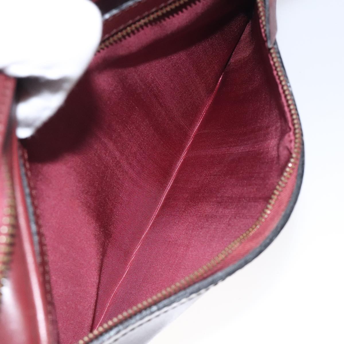 CARTIER Must Line Shoulder Bag Leather Wine Red Gold Auth BA1020