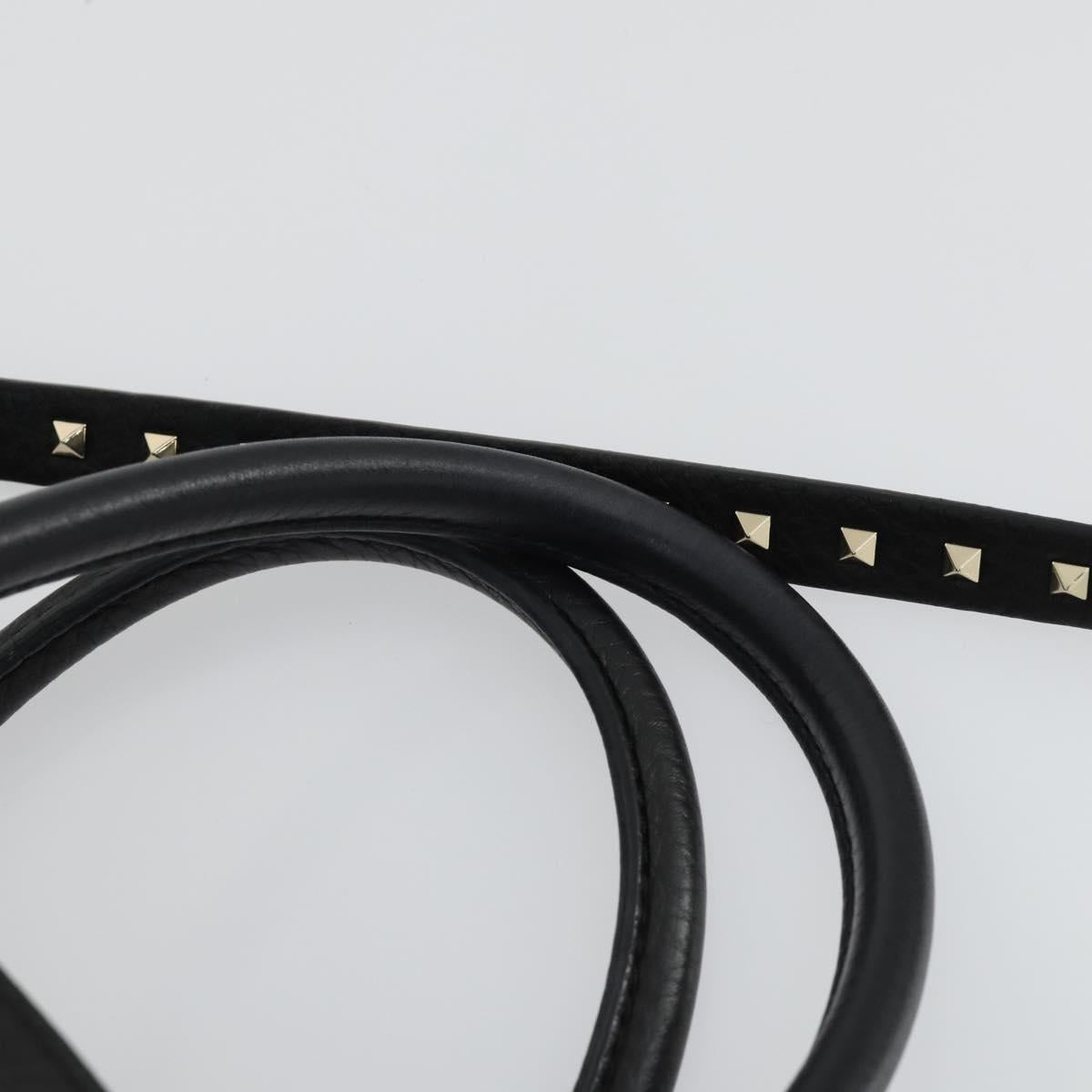 VALENTINO Hand Bag Leather 2way Black Gold Auth BA10227