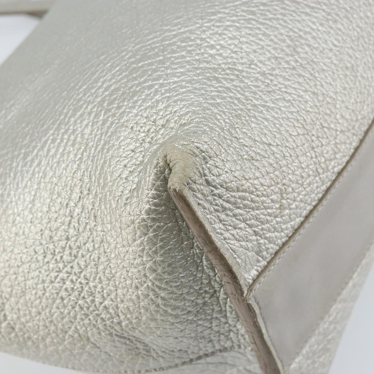 Chloe Tote Bag Leather Silver Auth BA10228