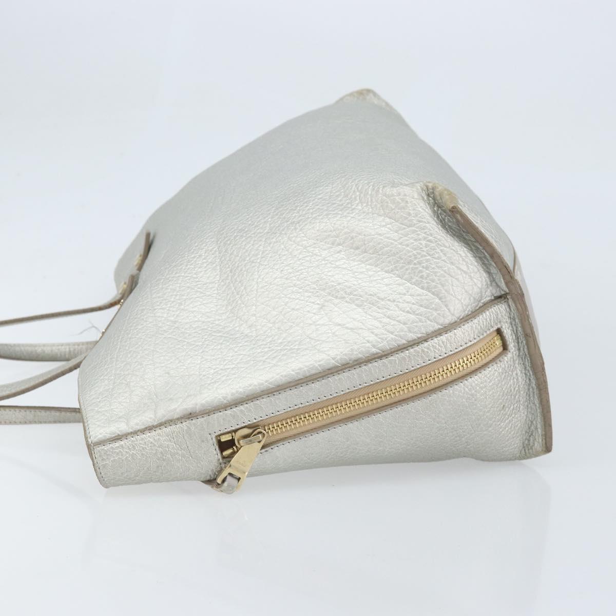 Chloe Tote Bag Leather Silver Auth BA10228