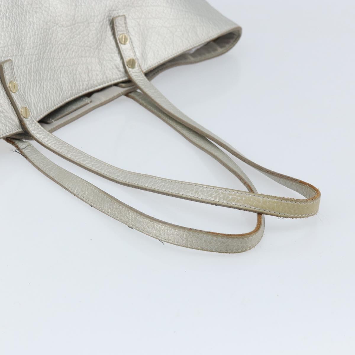 Chloe Tote Bag Leather Silver Auth BA10228