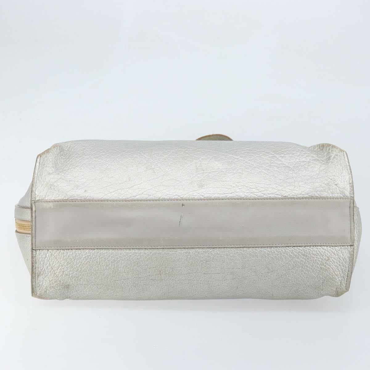 Chloe Tote Bag Leather Silver Auth BA10228