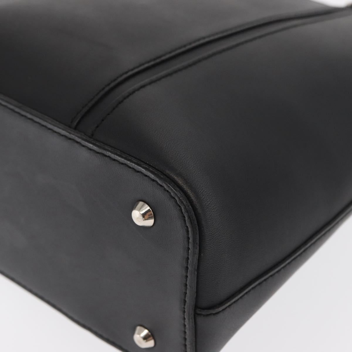 BURBERRY Hand Bag Leather Black Silver Auth BA10233
