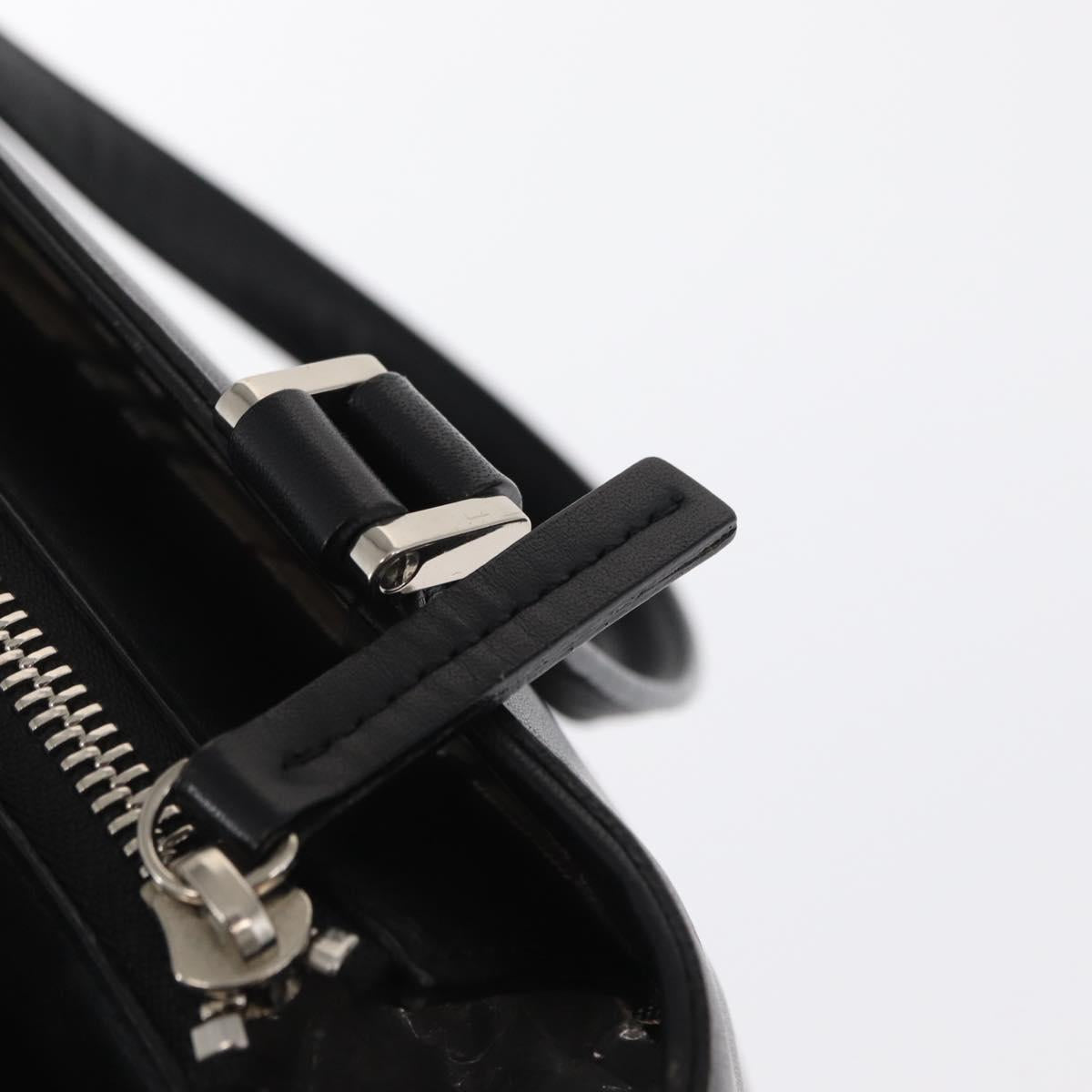 BURBERRY Hand Bag Leather Black Silver Auth BA10233