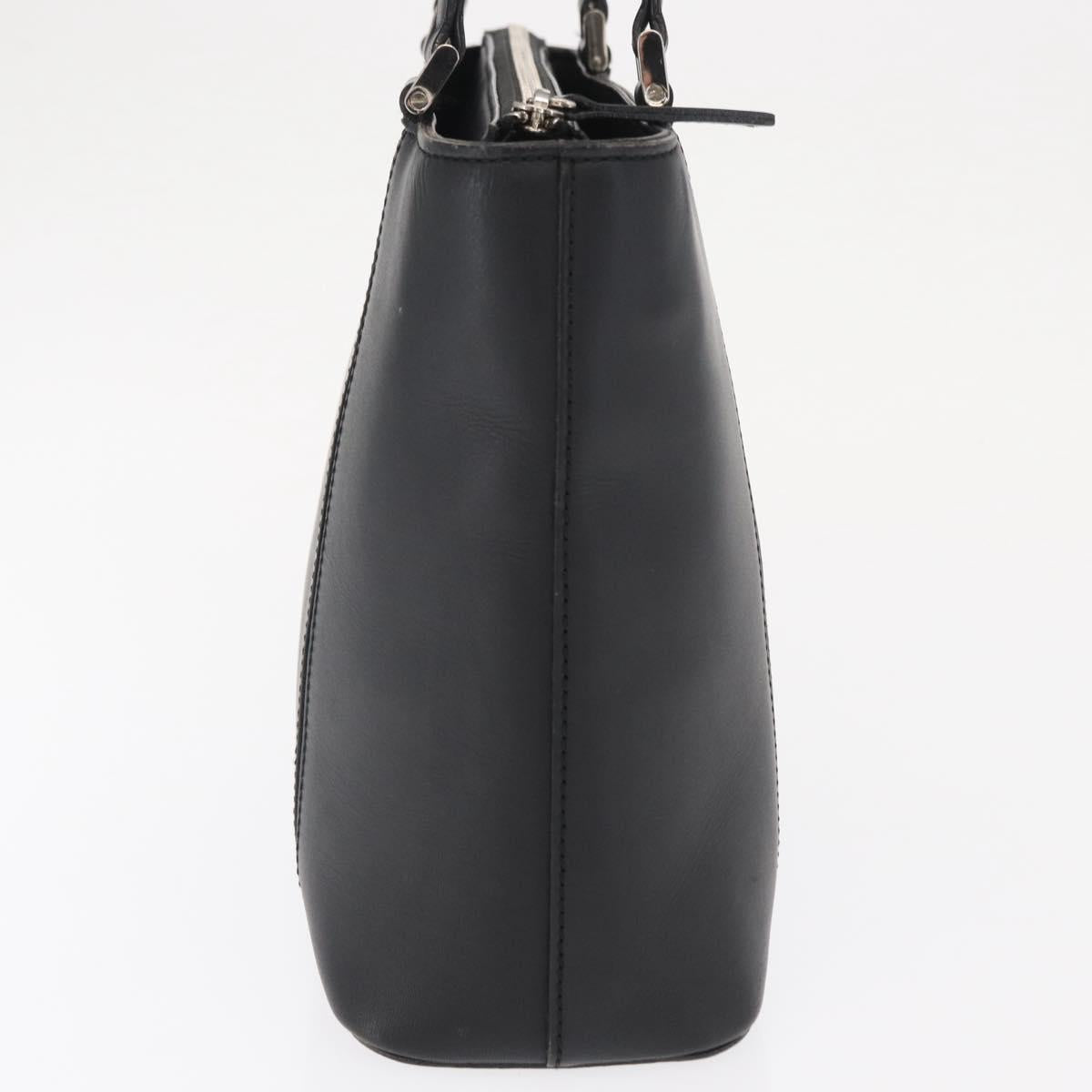 BURBERRY Hand Bag Leather Black Silver Auth BA10233