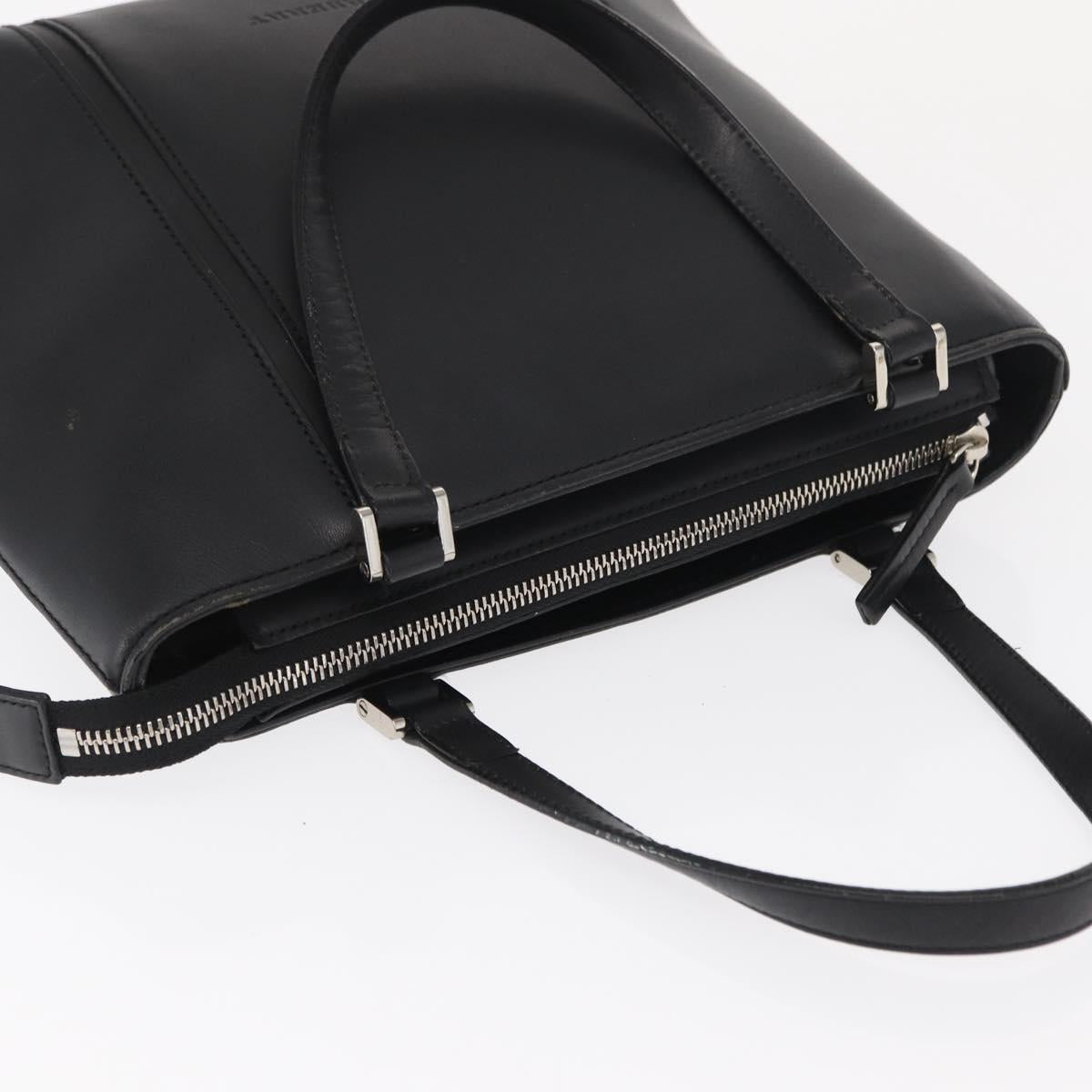 BURBERRY Hand Bag Leather Black Silver Auth BA10233