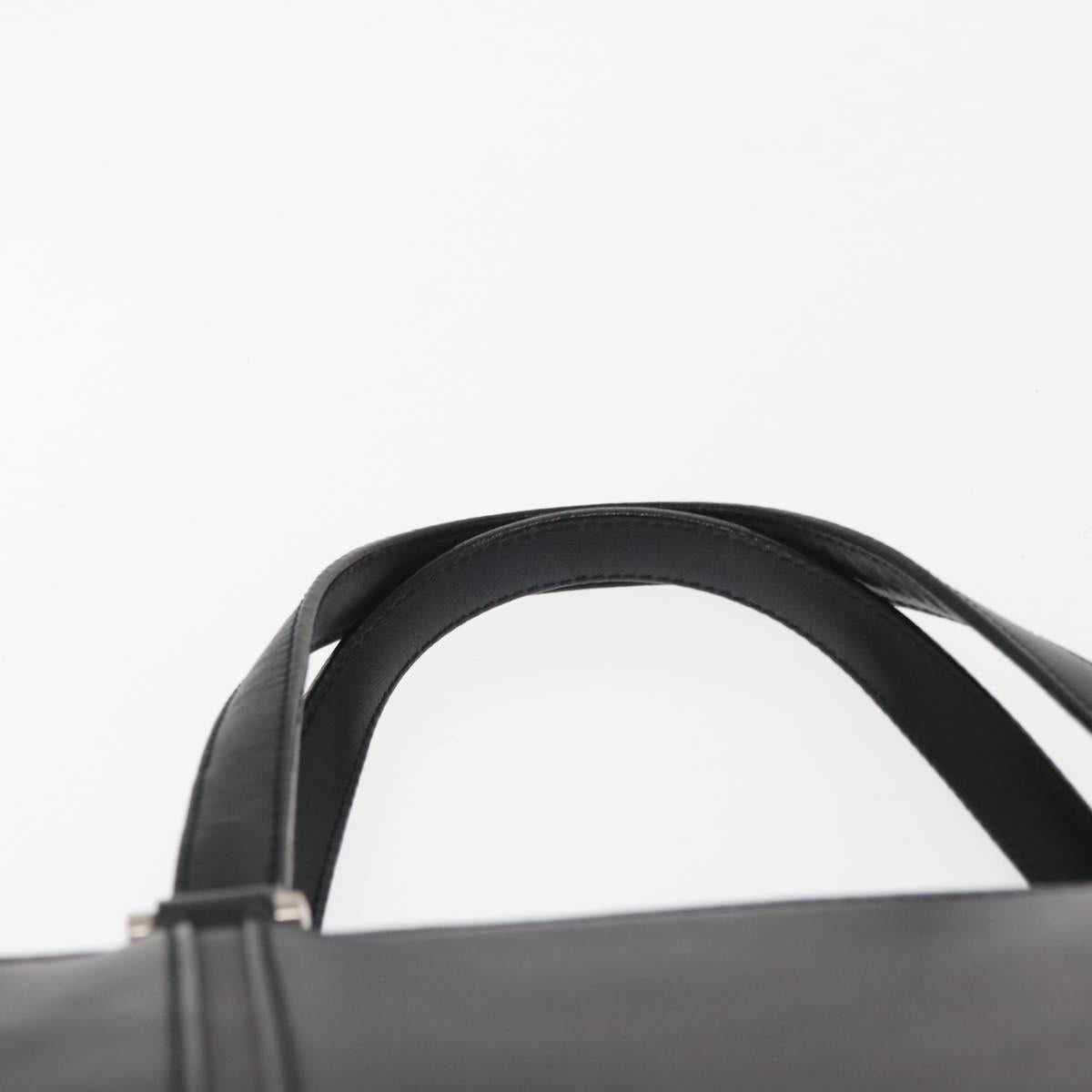 BURBERRY Hand Bag Leather Black Silver Auth BA10233