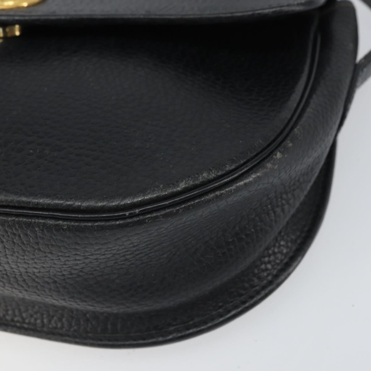 Christian Dior Shoulder Bag Leather Black Gold Auth BA10234