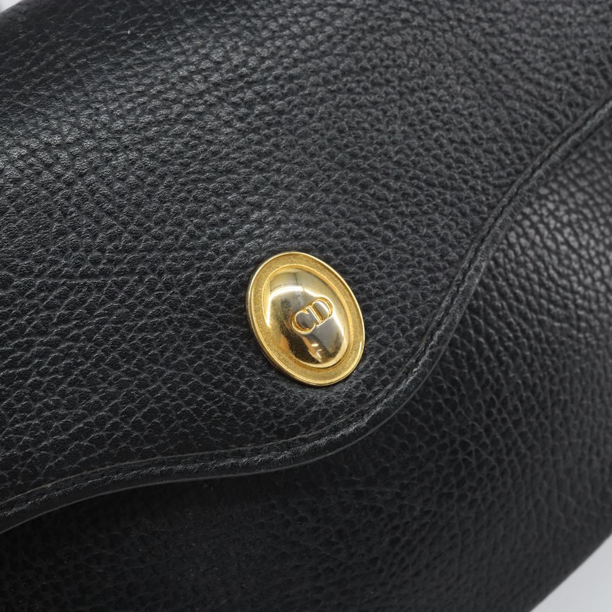 Christian Dior Shoulder Bag Leather Black Gold Auth BA10234