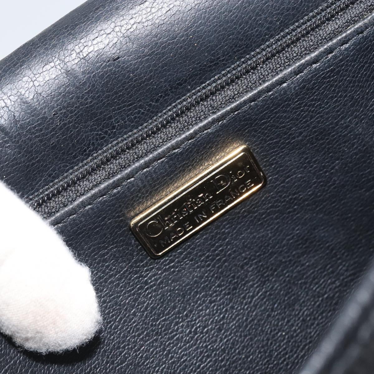 Christian Dior Shoulder Bag Leather Black Gold Auth BA10234