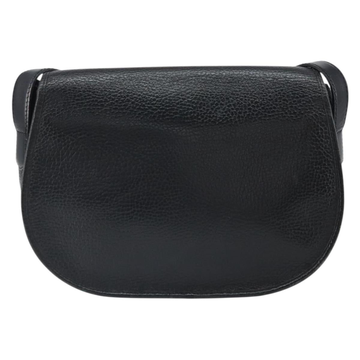 Christian Dior Shoulder Bag Leather Black Gold Auth BA10234