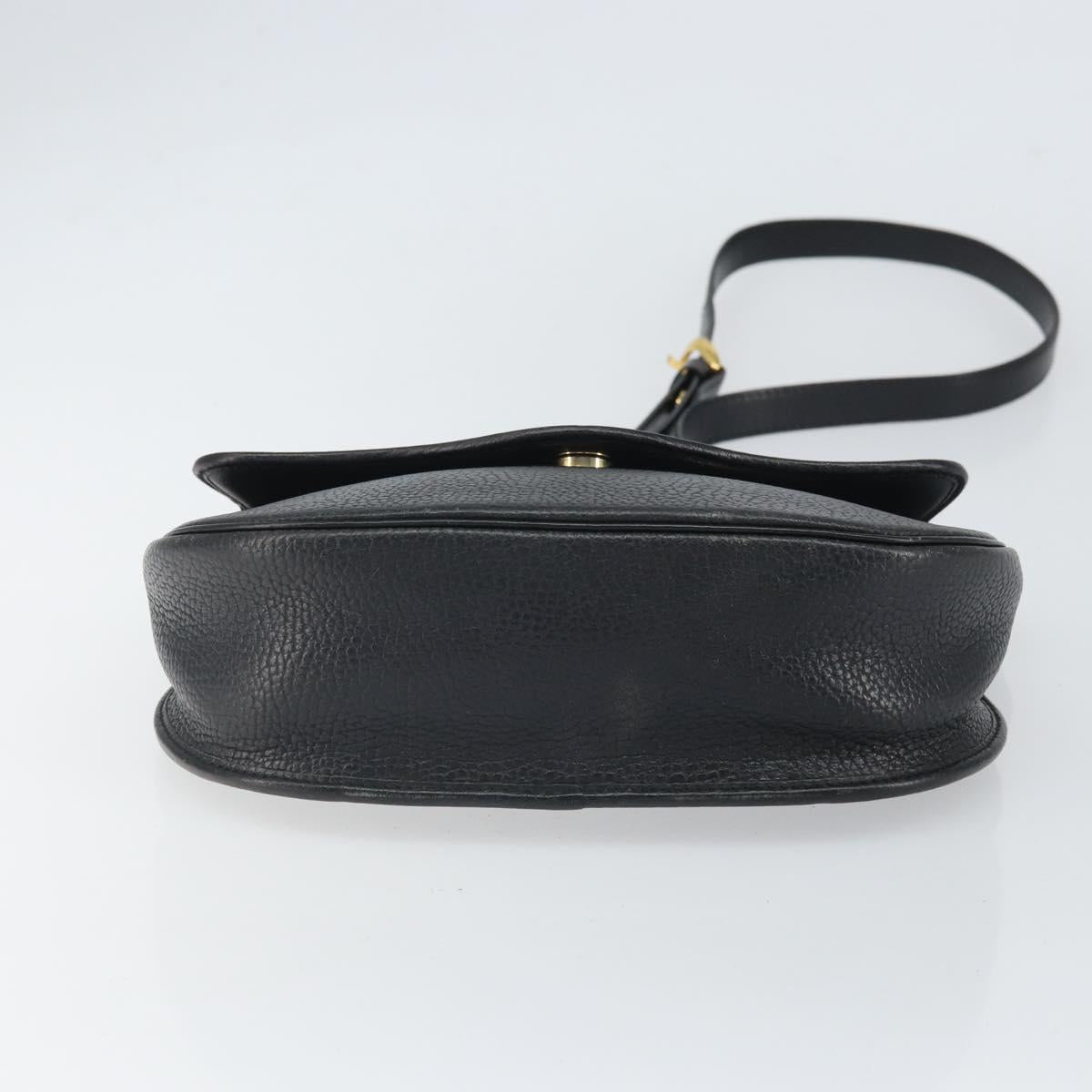 Christian Dior Shoulder Bag Leather Black Gold Auth BA10234