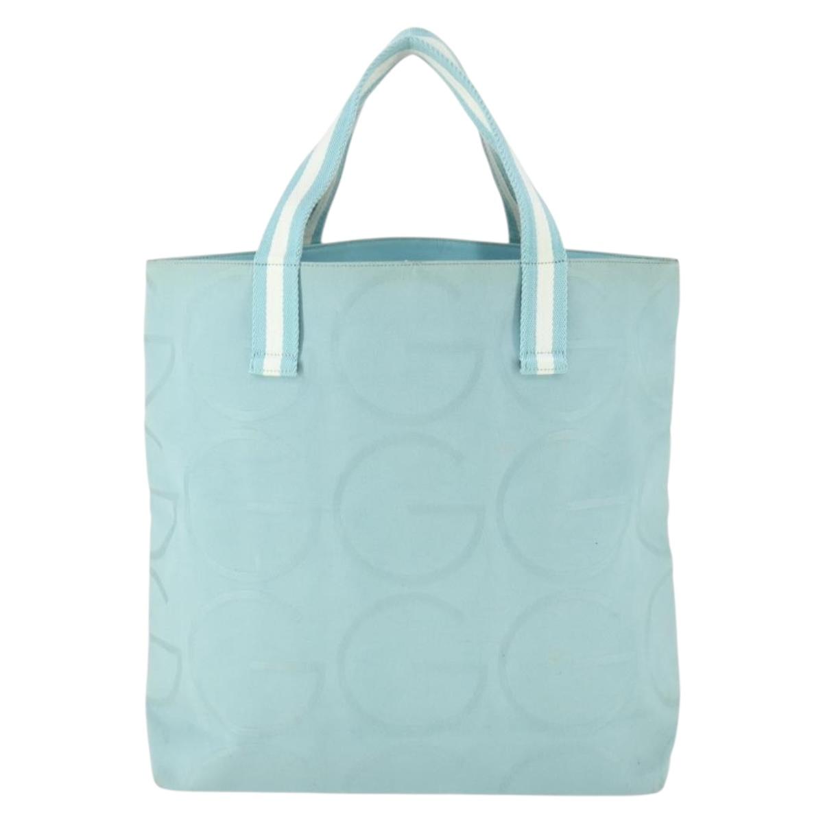 GUCCI Tote Bag Canvas Light Blue 123439 Auth BA10240